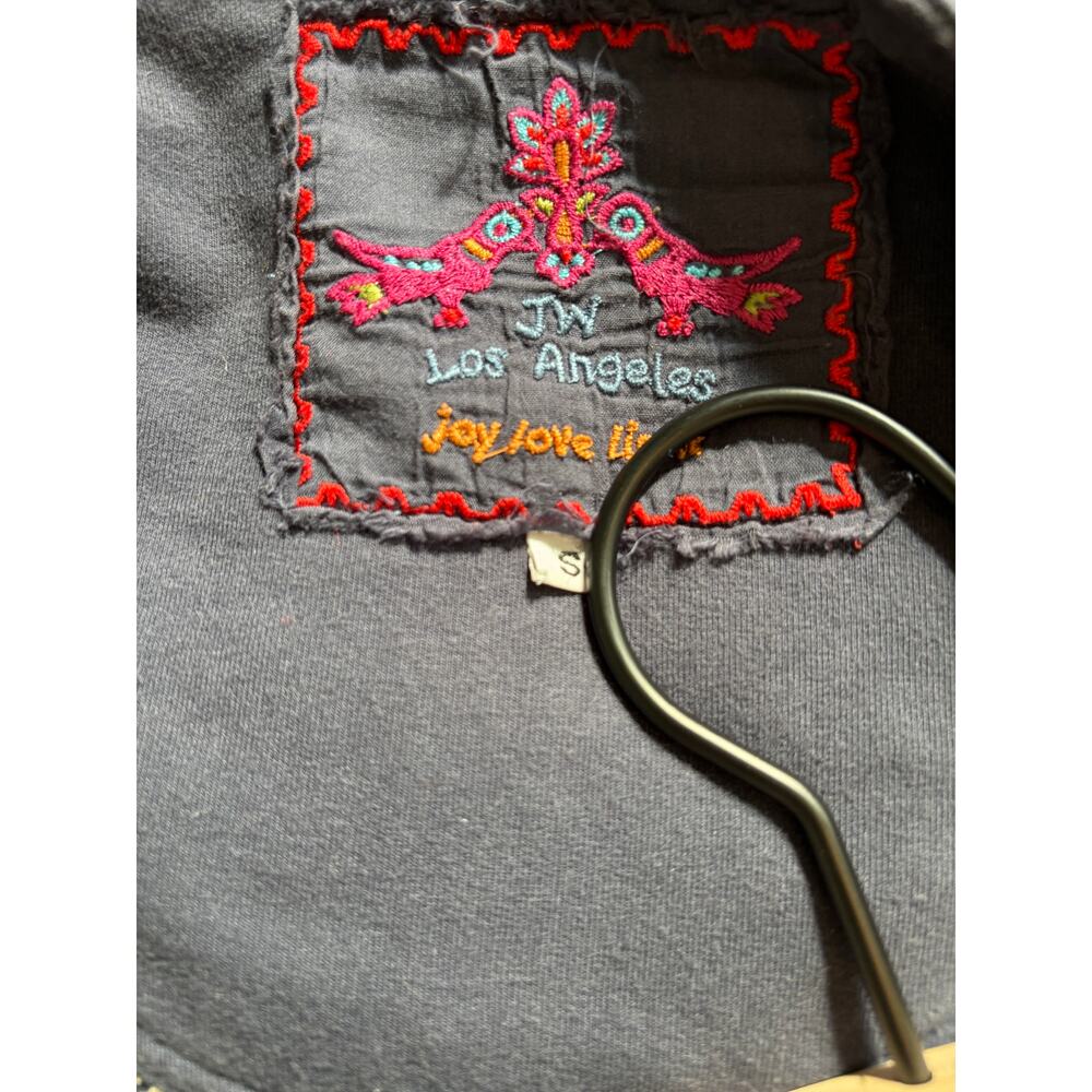 Johnny Was Blue Embroidered Long Sleeve Cardigan Boho Cropped - Picture 5 of 7